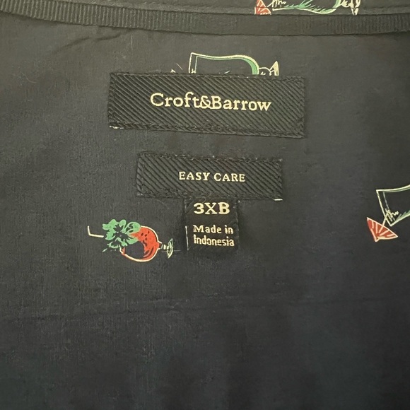 Croft & Barrow Navy Blue Patterned Casual Shirt - Picture 2 of 6